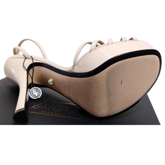 Alevi Milano Caterina Patent Sand Leather Women 38.5 EUR Platform Sandals - Picture 3 of 9